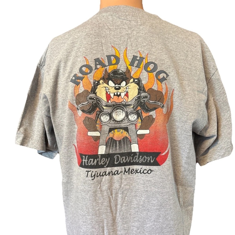 Vintage 90’s Harley Davidson ROAD HOG Tijuana Mexico Tasmanian Devil Shirt